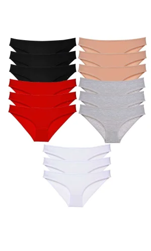 15 adet Eko Set Likralı Kadın Slip Külot Çok Renkli