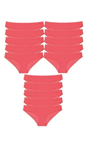 15 adet Süper Eko Set Likralı Kadın Slip Külot Fuşya