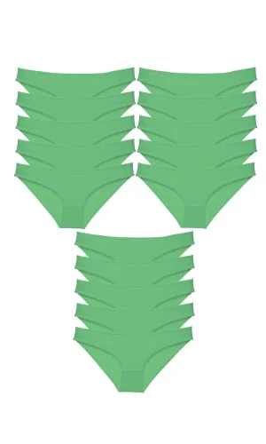 15 adet Süper Eko Set Likralı Kadın Slip Külot Yeşil