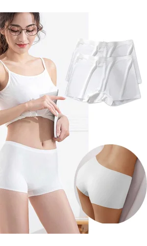 2 Adet Kadın Dikişsiz Görünmez İz Yapmaz Mini Şort Boxer Beyaz