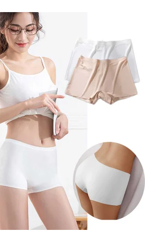 2 Adet Kadın Dikişsiz Görünmez İz Yapmaz Mini Şort Boxer Beyaz Ten
