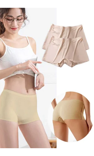 2 Adet Kadın Dikişsiz Görünmez İz Yapmaz Mini Şort Boxer Ten