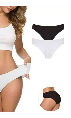 2 Adet Kadın Dikişsiz Lazer Kesim Esnek İz yapmayan Külot S1