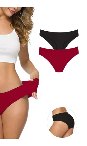 2 Adet Kadın Dikişsiz Lazer Kesim Esnek İz yapmayan Külot S4