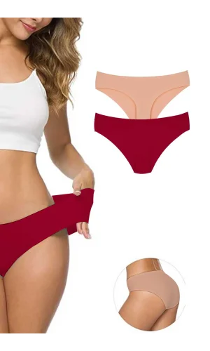 2 Adet Kadın Dikişsiz Lazer Kesim Esnek İz yapmayan Külot S6