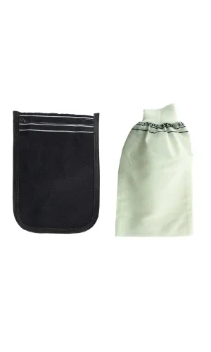 2 Adet Kalın Siyah ve Beyaz Hamam Kesesi 25x17 Cm