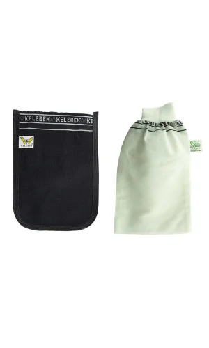 2 Adet Kalın Siyah ve Beyaz Hamam Kesesi 25x17 Cm