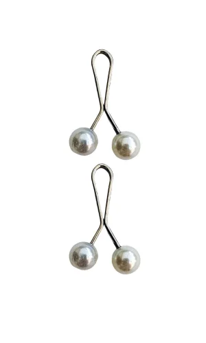 2 Adet Tesettür Eşarp ve Şal Klipsi İnci Beyaz