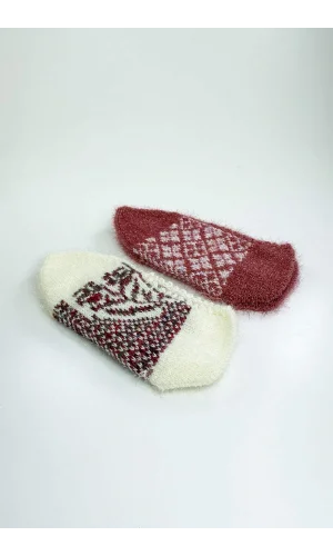 2 Çift El Örgüsü Kışlık Şık Kadın Yün Patik Set 2