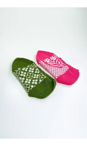 2 Çift El Örgüsü Kışlık Şık Kadın Yün Patik Set 8