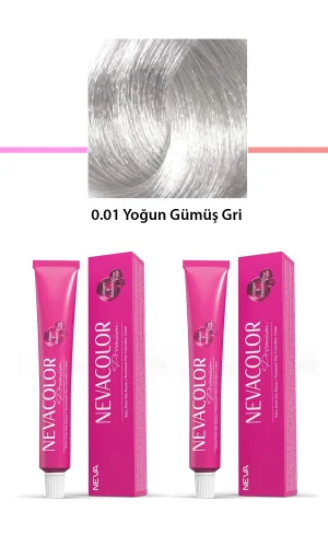 2 li Set Premium 0.01 Yoğun Gümüş Gri - Kalıcı Krem Saç Boyası 2 X 50 g Tüp
