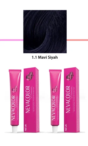 2 li Set Premium 1.1 Mavi Siyah - Kalıcı Krem Saç Boyası 2 X 50 g Tüp