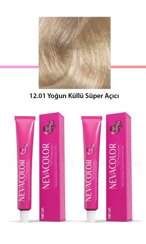 2 li Set Premium 12.01 Yoğun Küllü Süper Açıcı - Kalıcı Krem Saç Boyası 2 X 50 g Tüp