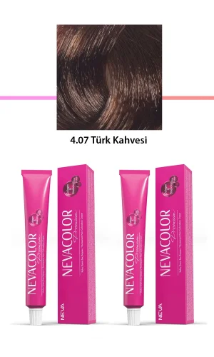 2 li Set Premium 4.07 Türk Kahvesi - Kalıcı Krem Saç Boyası 2 X 50 g Tüp