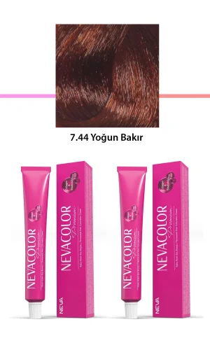 2 li Set Premium 7.44 Yoğun Bakır - Kalıcı Krem Saç Boyası 2 X 50 g Tüp