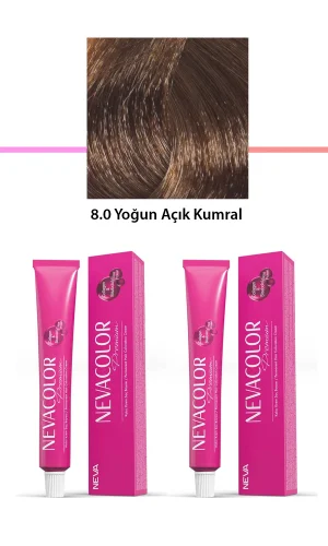 2 li Set Premium 8.0 Yoğun Açık Kumral - Kalıcı Krem Saç Boyası 2 X 50 g Tüp