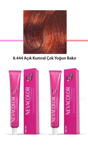 2 li Set Premium 8.444 Açık Kumral Çok Yoğun Bakır - Kalıcı Krem Saç Boyası 2 X 50 g Tüp