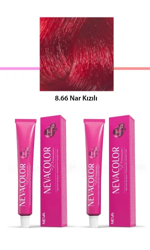 2 li Set Premium 8.66 Nar Kızılı - Kalıcı Krem Saç Boyası 2 X 50 g Tüp