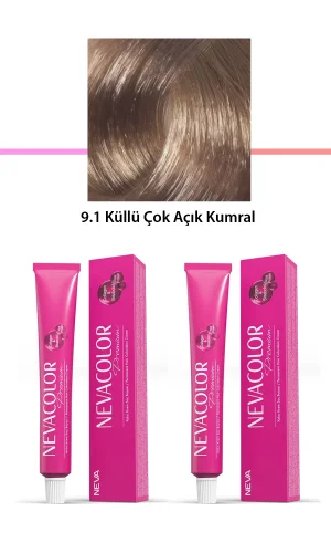 2 li Set Premium 9.1 Küllü Çok Açık Kumral - Kalıcı Krem Saç Boyası 2 X 50 g Tüp