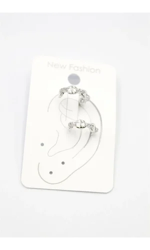 2li Taşlı Kıkırdak Küpe - Gümüş