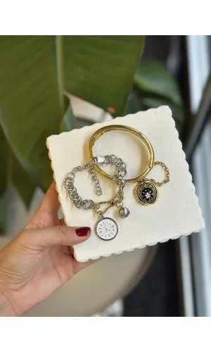 2li Zincirli Saat Bileklik - ÇOK RENKLİ