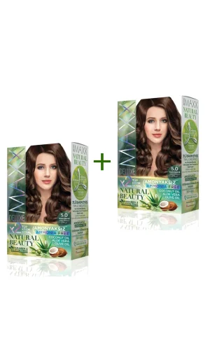 2 Paket Natural Beauty Amonyaksız Saç Boyası 5.0 Açık Kahve