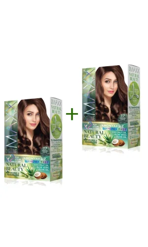 2 Paket Natural Beauty Amonyaksız Saç Boyası 7.7 Karamel Kahve