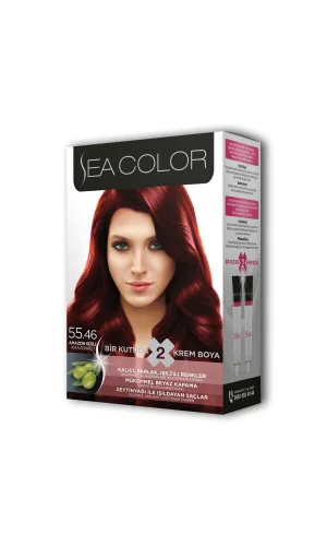 2 Tüp Krem Saç Boyası Seti Amazon Kızılı No:55.46