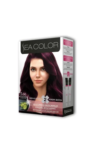2 Tüp Krem Saç Boyası Seti Patlıcan Moru No:3.66