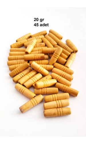 20 Gr (45 Adet) Ahşap Boncuk 25 mm boy x 10 mm en Doğal Ahşap Makrome El İşi Çanta
