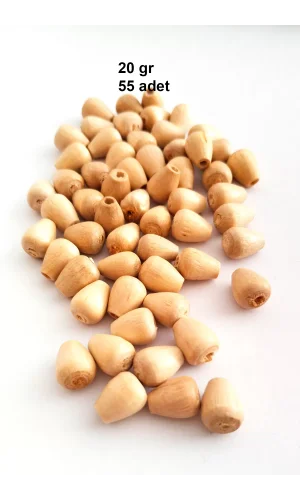 20 Gr (55 Adet) Ahşap Boncuk 12 mm boy x 10 mm en Doğal Ahşap Makrome El İşi Çanta