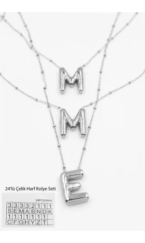 24lü Harf Kolye Seti - Gümüş