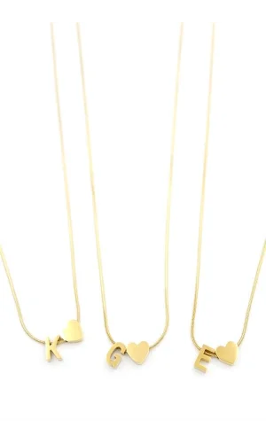 24lü Kalp Harf Kolye - Altın