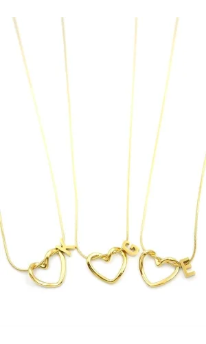 24lü Kalp Harf Kolye - Altın