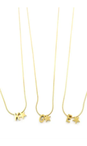 24lü Yıldız Harf Kolye - Altın