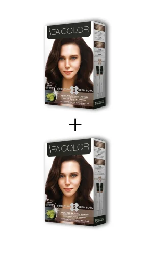 2X2 Tüp Krem Saç Boyası Seti Açık Kahve No:5.0