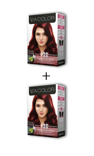 2X2 Tüp Krem Saç Boyası Seti Amazon Kızılı No:55.46