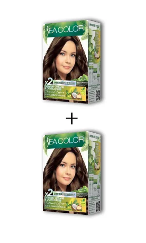 2X2 Tüp Krem Saç Boyası Seti Çikolata Kahve No:6.7