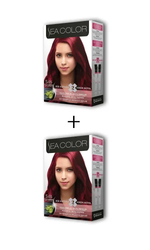 2X2 Tüp Krem Saç Boyası Seti Çilek Kırmızısı No:5.65