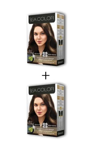 2X2 Tüp Krem Saç Boyası Seti Koyu Kumral No:6.0