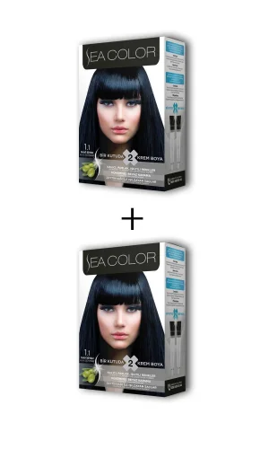 2X2 Tüp Krem Saç Boyası Seti Mavi Siyah No:1.1