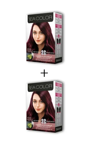 2X2 Tüp Krem Saç Boyası Seti Şarap Kızılı No:4.65