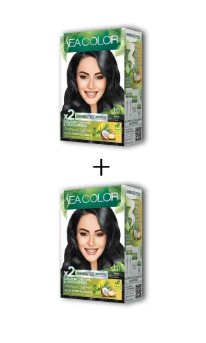 2X2 Tüp Krem Saç Boyası Seti Siyah No:1.0