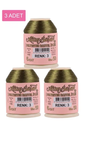 3 Adet Altınbaşak Oya ve Dantel İpi 20 gr - Royaleks - No: 003