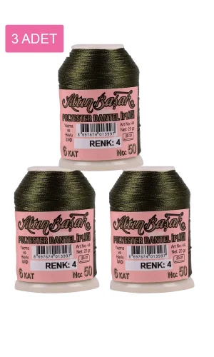 3 Adet Altınbaşak Oya ve Dantel İpi 20 gr - Royaleks - No: 004
