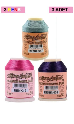 3 Adet Altınbaşak Oya ve Dantel İpi 20 gr - Royaleks - No: 005 - 432 - 357