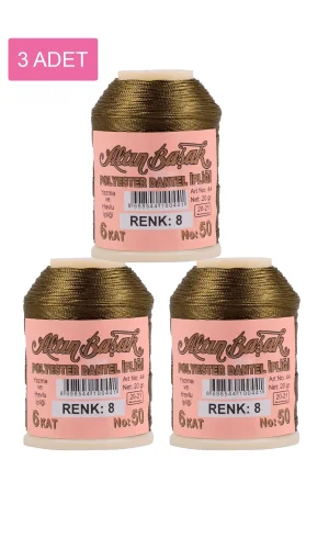 3 Adet Altınbaşak Oya ve Dantel İpi 20 gr - Royaleks - No: 008