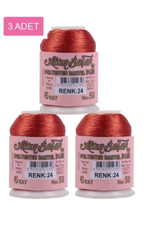 3 Adet Altınbaşak Oya ve Dantel İpi 20 gr - Royaleks - No: 024