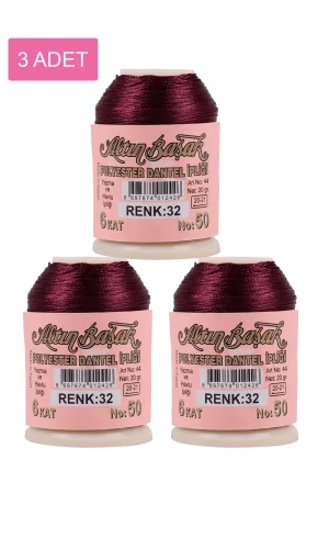 3 Adet Altınbaşak Oya ve Dantel İpi 20 gr - Royaleks - No: 032