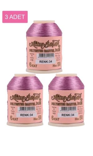 3 Adet Altınbaşak Oya ve Dantel İpi 20 gr - Royaleks - No: 034